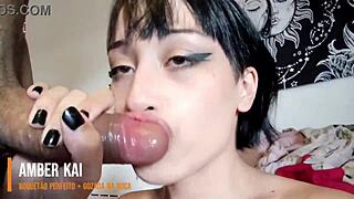 Tiktoker giving head and taking cum in mouth! So hot! 🔥