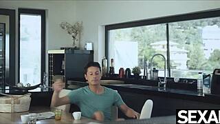 wow, beautiful black brazilian babe rides cock after coffee in kitchen!