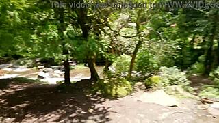 I stumbled upon Hyperversos girl filming in the forest with toys. She let me record her big ass flashing outdoors!