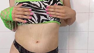 Cumming Through Panties in Shower