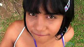 Tobie Teen Fingers Her Tight Pussy in Garden Solo