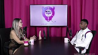 Beautiful Brazilian teen receives proposal to start channel, ignoring partner's activities.