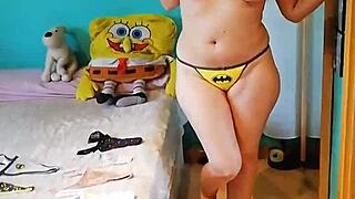 Wow, check me out trying on my sexy new thongs!