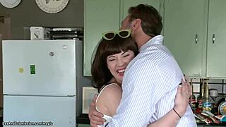 stepdad binds brunette for rough bdsm cock gagging