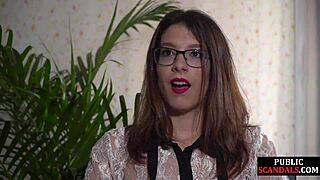 Busty Slut Publicly Submits in Front of Crowding Voyeurs Outdoors