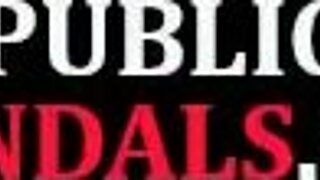 Busty Slut Publicly Submits in Front of Crowding Voyeurs Outdoors