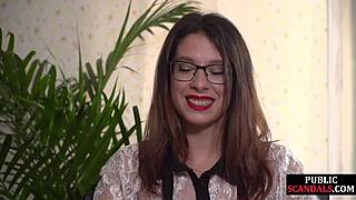 Busty Slut Publicly Submits in Front of Crowding Voyeurs Outdoors