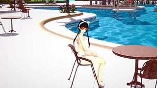 Hey, yor forger in bikini pool sex fantasy with spy x family vibes 😏