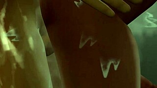 In The Sims, a character performs a deep throat scene in 3D animation.