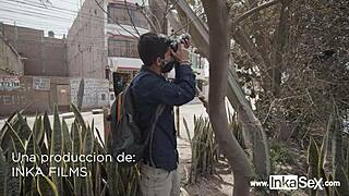 Petite Venezuelan model grabbed by Peruvian near train tracks