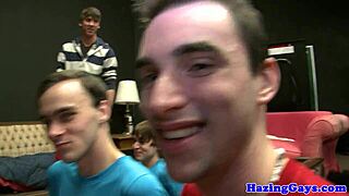 Twinks Get Assfucked In Dorm Hazing, Cum On Each Other!