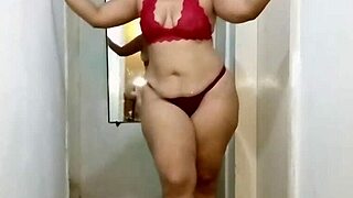 I tempted him wearing my seductive red lingerie for a steamy night.