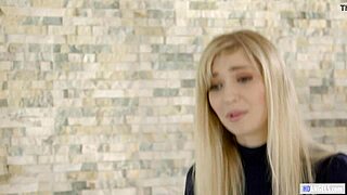 Secretary In Stockings Sucks Boss's Big Tits At Work!