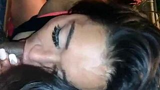 Latina teen takes full cumshot load after blowjob