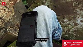 gothic teen sucks cock outdoor with cum on tits 😈