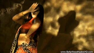 Indian brunette strips and dances teasingly ripping clothes for nude show