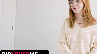 Ginger babe Sage Fox gives sloppy blowjob in bikini on Labor Day