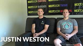 straight guy gives first gay blowjob at audition!