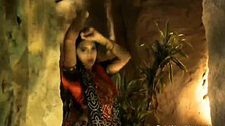 Indian brunette strips and dances teasingly ripping clothes for nude show