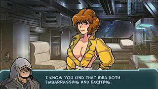 in star channel 34 part 82, the anime brunette says, 'check out my big tits in this hentai game'