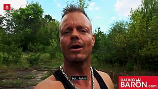 gothic teen sucks cock outdoor with cum on tits 😈