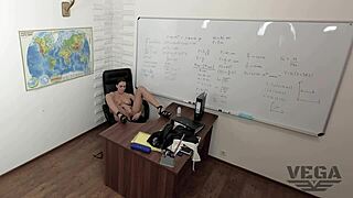 Fucking intense masturbation session with a petite teen in the classroom.
