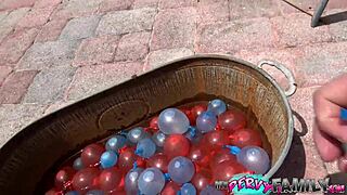 Hot Blonde Stepsister Fucks In The Pool