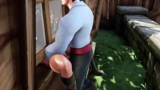 elf thief stuck, getting rough fucked on window 😈