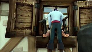 elf thief stuck, getting rough fucked on window 😈