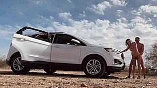 i got butt naked on the side of the road for risky sex with a hot blonde