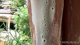 gorgeous young blonde chanel rae dildo fucks her pussy outdoors