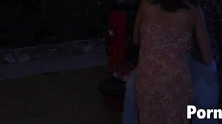 I banged randi wright's shaved pussy outdoors at night