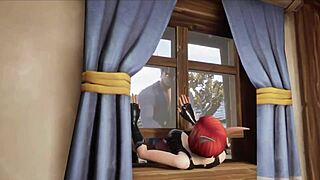 elf thief stuck, getting rough fucked on window 😈