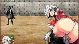 A Japanese animated woman has sex with her large chest and vagina in a masturbation scene