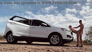 i got butt naked on the side of the road for risky sex with a hot blonde