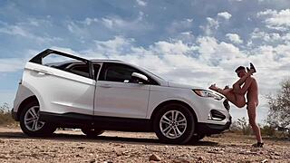 i got butt naked on the side of the road for risky sex with a hot blonde