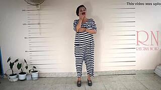 Prison Lady Forced to Strip on Camera in Cosplay Scene