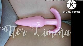 peruvian girl plays with dildo and toys alone at work