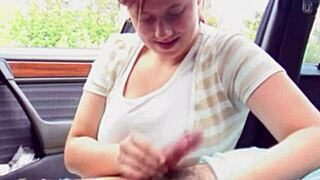Hey, wanna see this young redhead bbw getting naughty in a car?