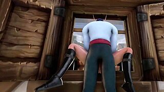 elf thief stuck, getting rough fucked on window 😈