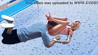 yo, check this blonde getting banged in 3d gym animation!