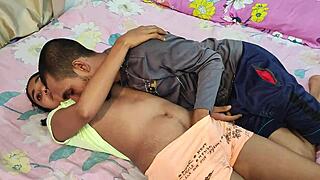 I fuck the petite teen bent over in homemade femdom session with licking and creampie.