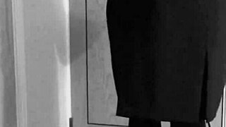 hey, this crossdresser is tying herself up in handcuffs and uniform, so kinky