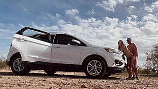 i got butt naked on the side of the road for risky sex with a hot blonde