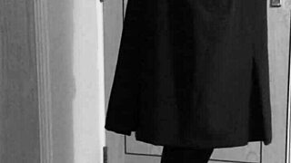 hey, this crossdresser is tying herself up in handcuffs and uniform, so kinky