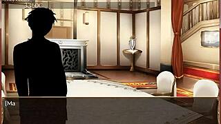 A Japanese animated woman has sex with her large chest and vagina in a masturbation scene