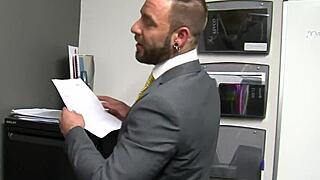 Brit Office Muscle Bear Gets Facial At Work