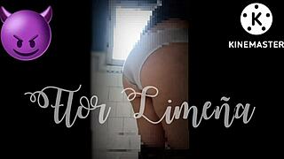 peruvian girl plays with dildo and toys alone at work