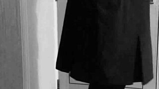 hey, this crossdresser is tying herself up in handcuffs and uniform, so kinky