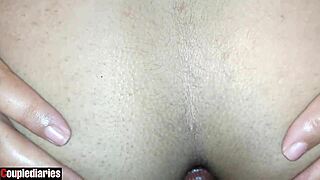 i'm trying anal with my big-dicked boyfriend, feeling his tight ass stretch on webcam